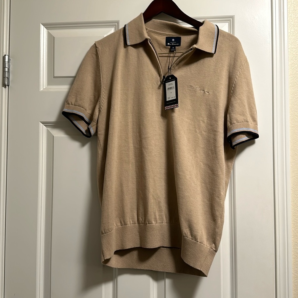 Ben Sherman Knit Short Sleeve Medium M Tan NEW NWT